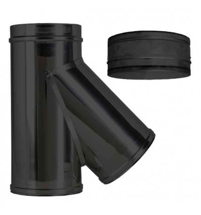 Convesa Twin Wall Flue 125mm Tee 135° C/W Plug Black